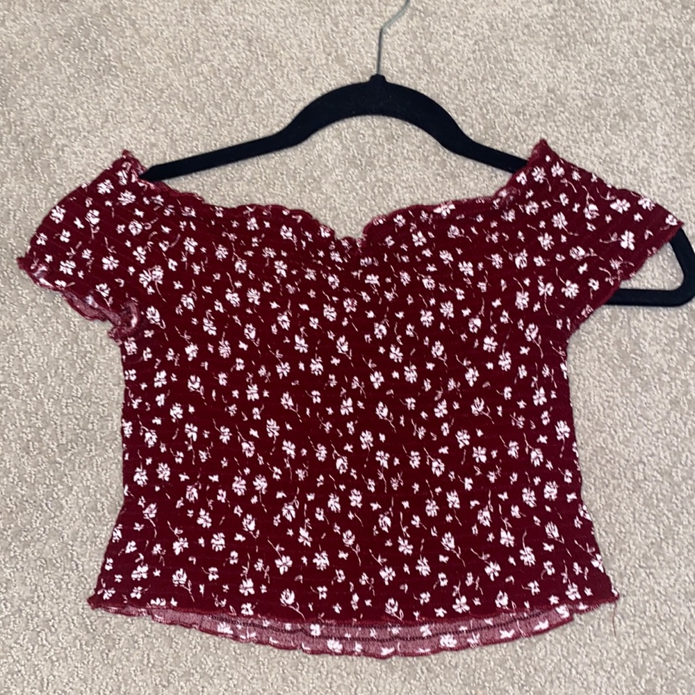 Burgundy Floral Crop Top